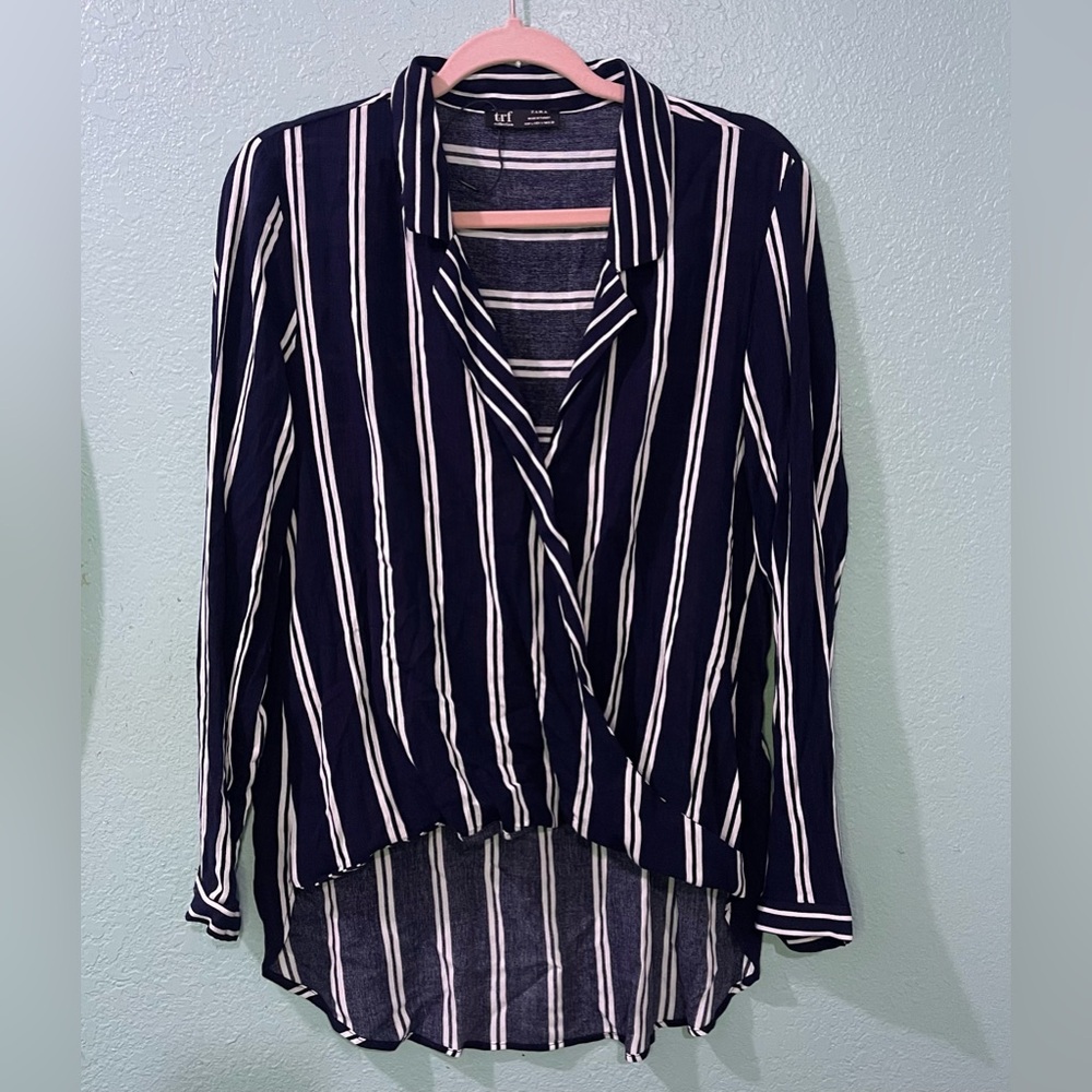 Women's Striped Navy Blouse